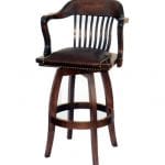 wooden bar stool with backrest and arms